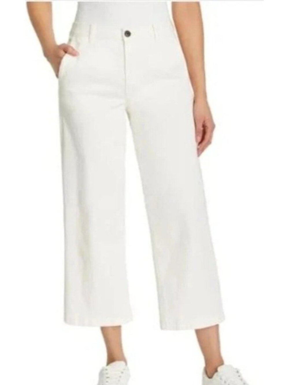 NWT Ella Moss Women's 8 Pants Ivory Cotton Blend Wide Leg Crop